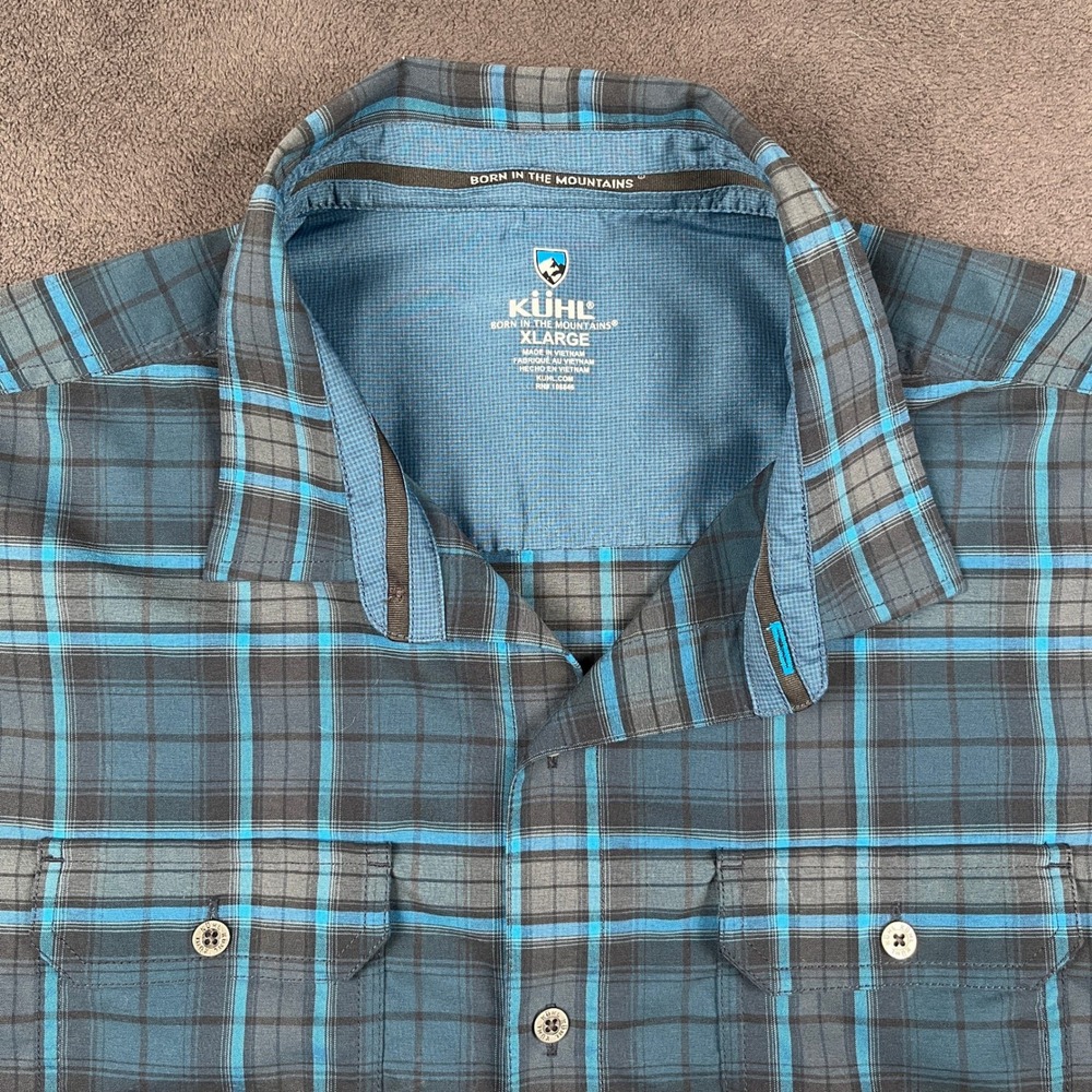 KUHL Response Shirt Mens XL Blue Plaid Long Sleeve Lightweight Button Up 7475